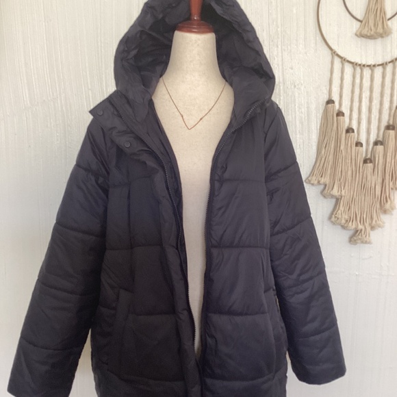$388 Eileen Fisher Eggshell Recycled Nylon Short Puffer Coat Navy Ink Blue S - Picture 5 of 13